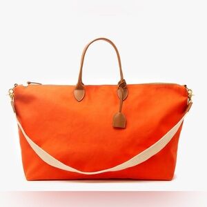 CLARE V Weekender Bag in Tangerine Canvas leather handles NWT